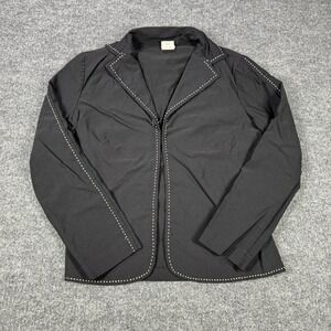 Cache Blazer Jacket Womens 8 Black White Stitch Detail Open Front Professional